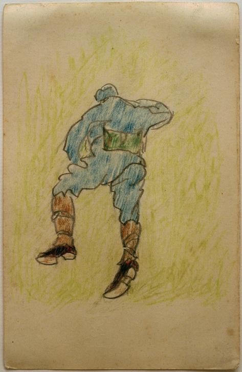 Laszlo Moholy-Nagy, Ohne Titel (Feldpost,Klettern,Kunst,Mann,Militär,Postkarte,Soldat,Uniform,Rückenfigur,Ungarische Kunst,Liegen,Feldpostkarte)