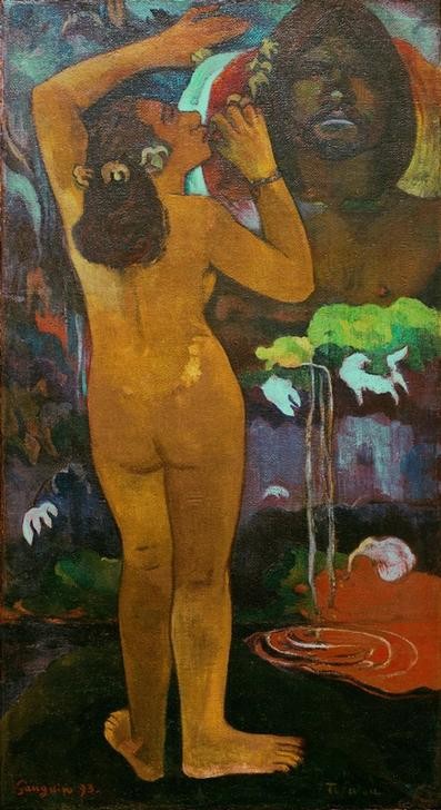 Paul Gauguin, Hina Te Fatou (Mond,Mythologie,Völkerkunde,Erde,Akt,Allegorie,Rückenakt,Französische Kunst,Land Und Leute)