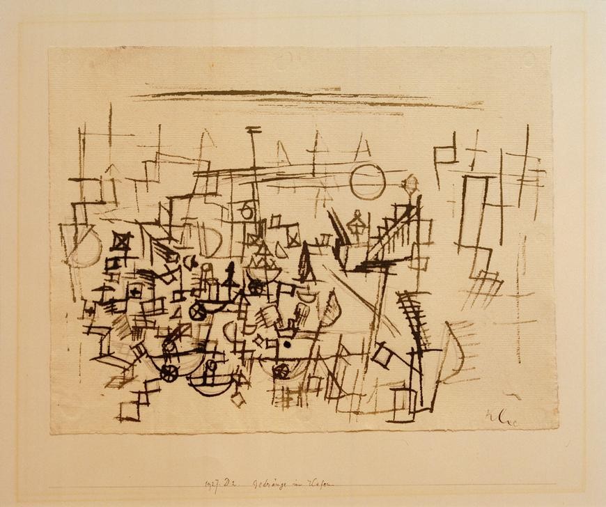 Paul Klee, Gedränge im Hafen (Bauhaus,Boot,Hafen,Kunst,Schiff,Schweizerische Kunst,Überfüllung,Abstraktion,Enge (Platzmangel),Schifffahrt)