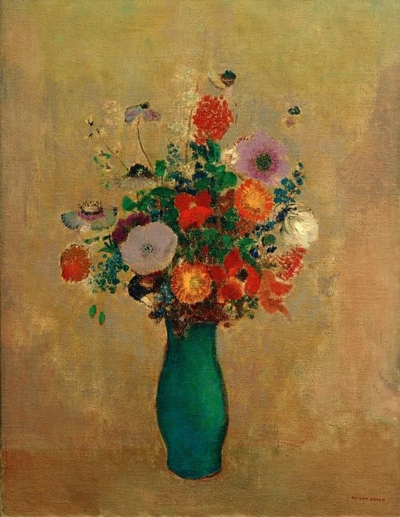 Odilon Redon, Fleurs de Champ (Kunst,Symbolismus,Stillleben,Blumenstrauss,Vase,Französische Kunst,Feldblume,Blume,Jahrhundertwende)