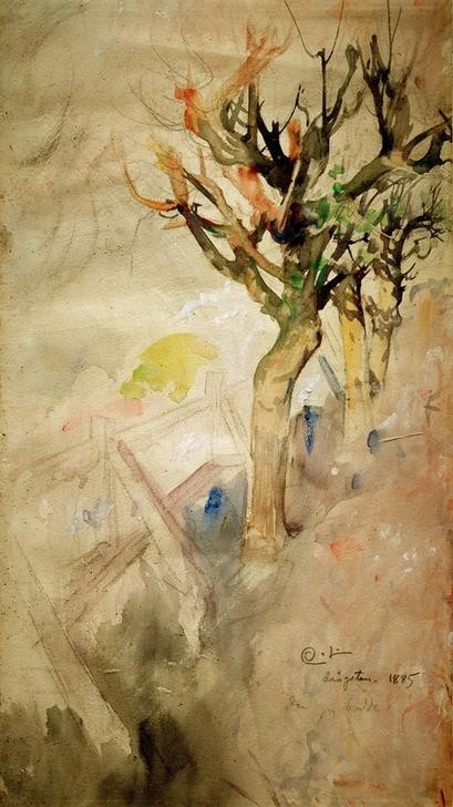 Carl Larsson, Baumstudie (Botanik,Kunst,Landschaft,Baum,Studie,Schwedische Kunst)