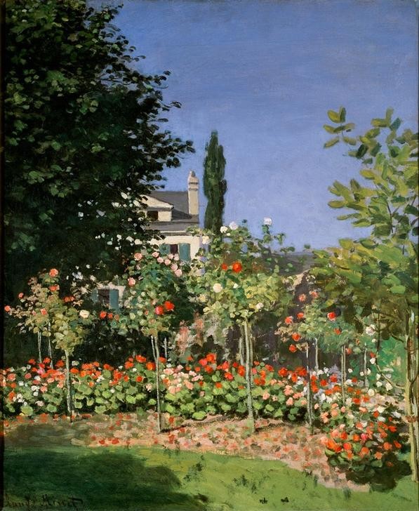 Claude Monet, Jardin en fleurs (Botanik, Impressionismus, Sommer, Hausgarten, Französische Kunst, Ziergarten, Blumen, Garten, Wohnzimmer, Wunschgröße, Klassiker, bunt)