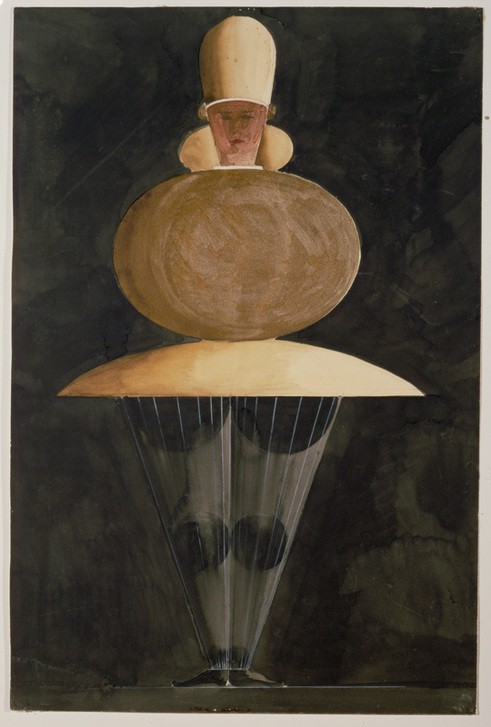 Oskar Schlemmer, Entwurf für eine Figurine des Triadischen Balletts (Ballett,Bauhaus,Deutsche Kunst,Figurine,Tänzer,Tanz,Theater,Entwurf,Kleinplastik,Statuette)