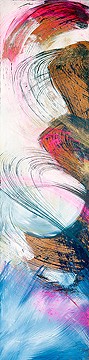 Andrea Silberhorn-Piller, Abstraction with pink I (Abstrakt, Malerei, Abstrakte malerei, Schwung, Dynamik, Bewegung, Linien, modern, zeitgenössisch, Treppenhaus, Wohnzimmer, Büro, Business, Wunschgröße, bunt)