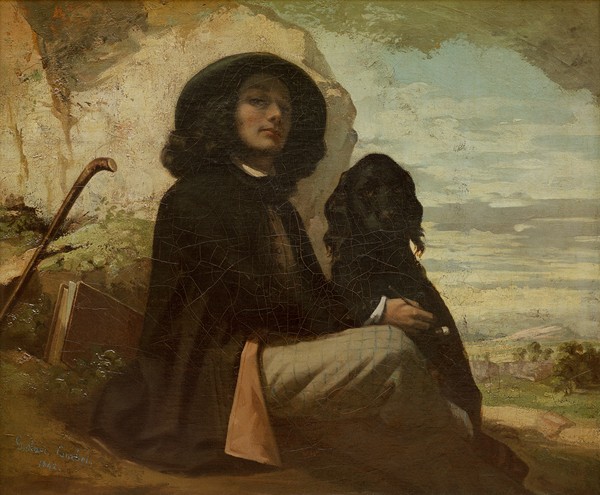 Gustave Courbet, Courbet with his Black Dog, 1842 (oil on canvas)