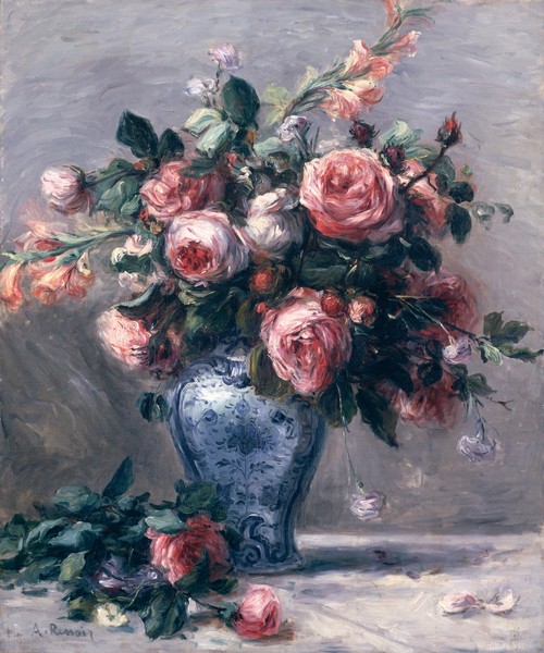 Pierre-Auguste Renoir, Vase of Roses (oil on canvas)