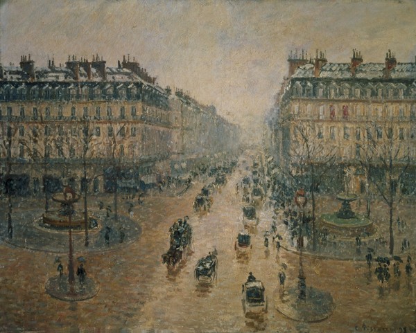 Camille Pissarro, Avenue de L'Opera, Paris, 1898 (Paris, Stadt, Hauptstadt, Straße, Prachtstraße, Regen, Menschen, Alltagsszene, Frankreich, Impressionismus, Klassische Moderne, Wohnzimmer, Wunschgröße)