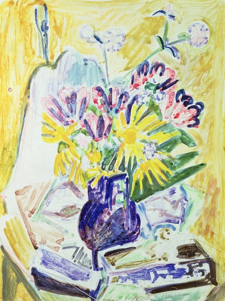 Ernst Ludwig Kirchner, Flowers in a Vase, 1918-19 (w/c on paper)