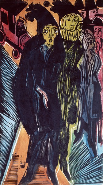 Ernst Ludwig Kirchner, Street Scene (coloured litho) 1922