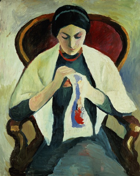 August Macke, Woman Sewing
