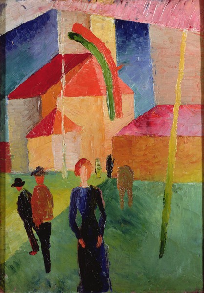 August Macke, Church Decorated with Flags (oil on canvas)