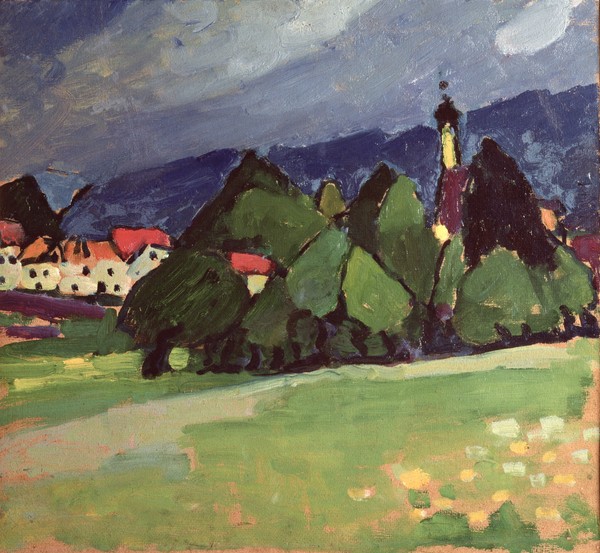 Alexej von Jawlensky, Landscape, Murnau (Klassische Moderne,  Expressionismus, Landschaft, Bayern, Murnau, Dorf, Malerei, Wohnzimmer, Treppenhaus, Wunschgröße, bunt)