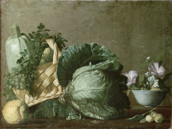 Michelangelo Merisi da Caravaggio, Still Life (Stillleben, Gemüse, Kohl, Kürbis, Klassiker, Barock, Esszimmer, Wohnzimmer, Malerei, Wunschgröße, bunt)