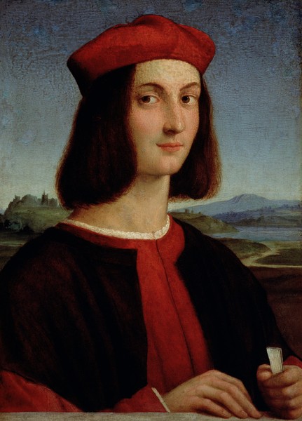 Raphael, Portrait of the Young Pietro Bembo, 1504-6 (Portrat, junger Mann, Gelehrter, Venezianer, Renaissance, Malerei, Klassiker, Wunschgröße, Wohnzimmer, bunt)