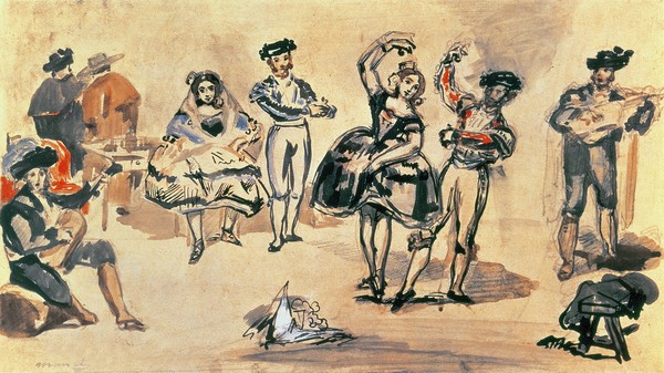 Edouard Manet, Spanish Dancers, 1862 (w/c, pencil and ink)