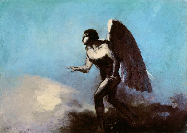 Odilon Redon, The Winged Man or, Fallen Angel, before 1880 (oil on cardboard)