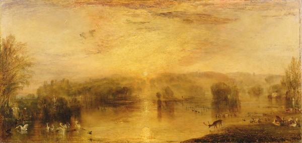 Joseph Mallord William Turner, The Lake, Petworth: Sunset, a Stag Drinking, c.1829