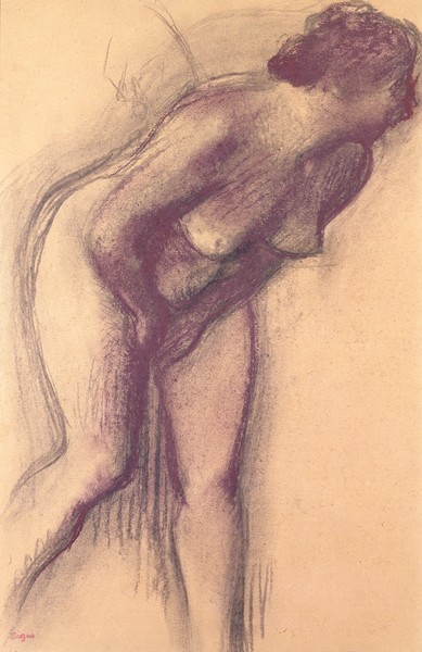 Edgar Degas, Female Standing Nude (charcoal and pastel)