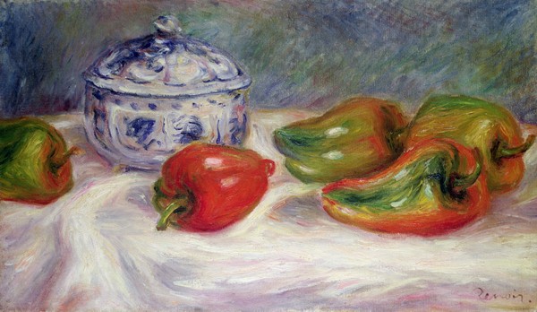 Pierre-Auguste Renoir, Still life with a sugar bowl and red peppers, c.1905 (oil on canvas)