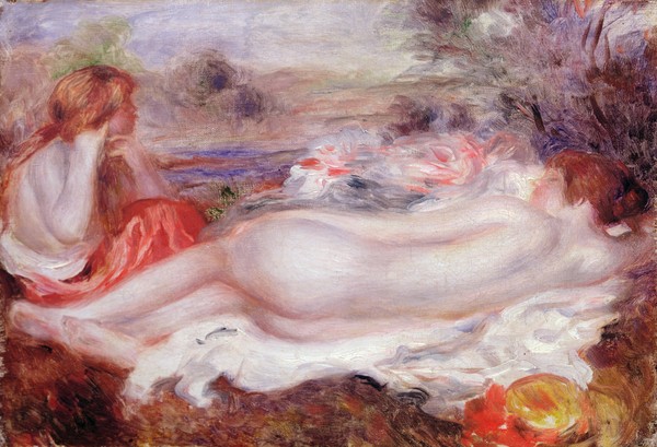 Pierre-Auguste Renoir, Bather reclining and a young girl doing her hair, 1896