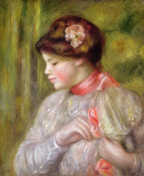 Pierre-Auguste Renoir, Young woman adjusting her blouse, 1900