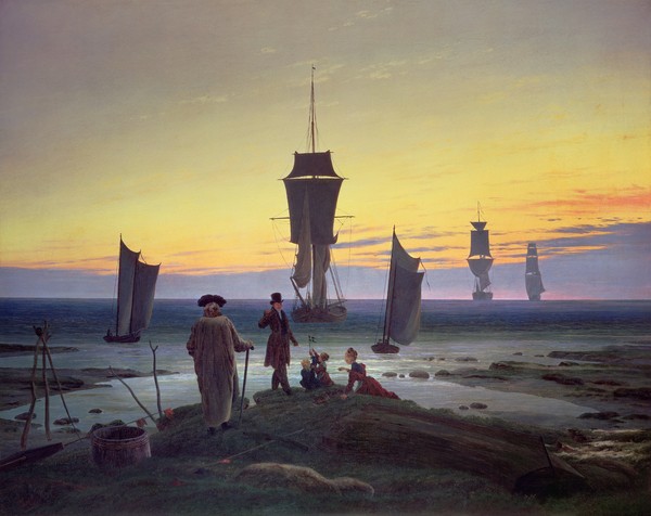 Caspar David Friedrich, The Stages of Life, c.1835 (oil on canvas) (Meer, Hafen, Segelschiffe, Küste, Strand, Sonnenuntergang,  Meeresbrise, Klassiker, Wohnzimmer, Schlafzimmer, Malerei, Romantik, Wunschgröße, bunt)