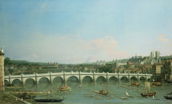 Canaletto, Westminster Bridge from the North with Lambeth Palace in distance