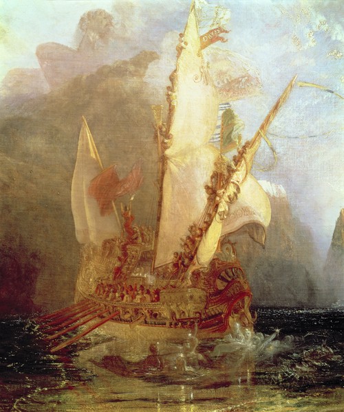 Joseph Mallord William Turner, Ulysses Deriding Polyphemus, detail of ship, 1829 (oil on canvas) (detail of 889)