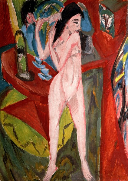 Ernst Ludwig Kirchner, Nude Woman Combing Her Hair, 1913 (oil on canvas)