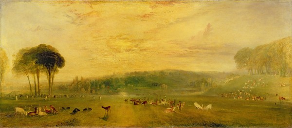 Joseph Mallord William Turner, The Lake, Petworth: Sunset, Fighting Bucks, c.1829