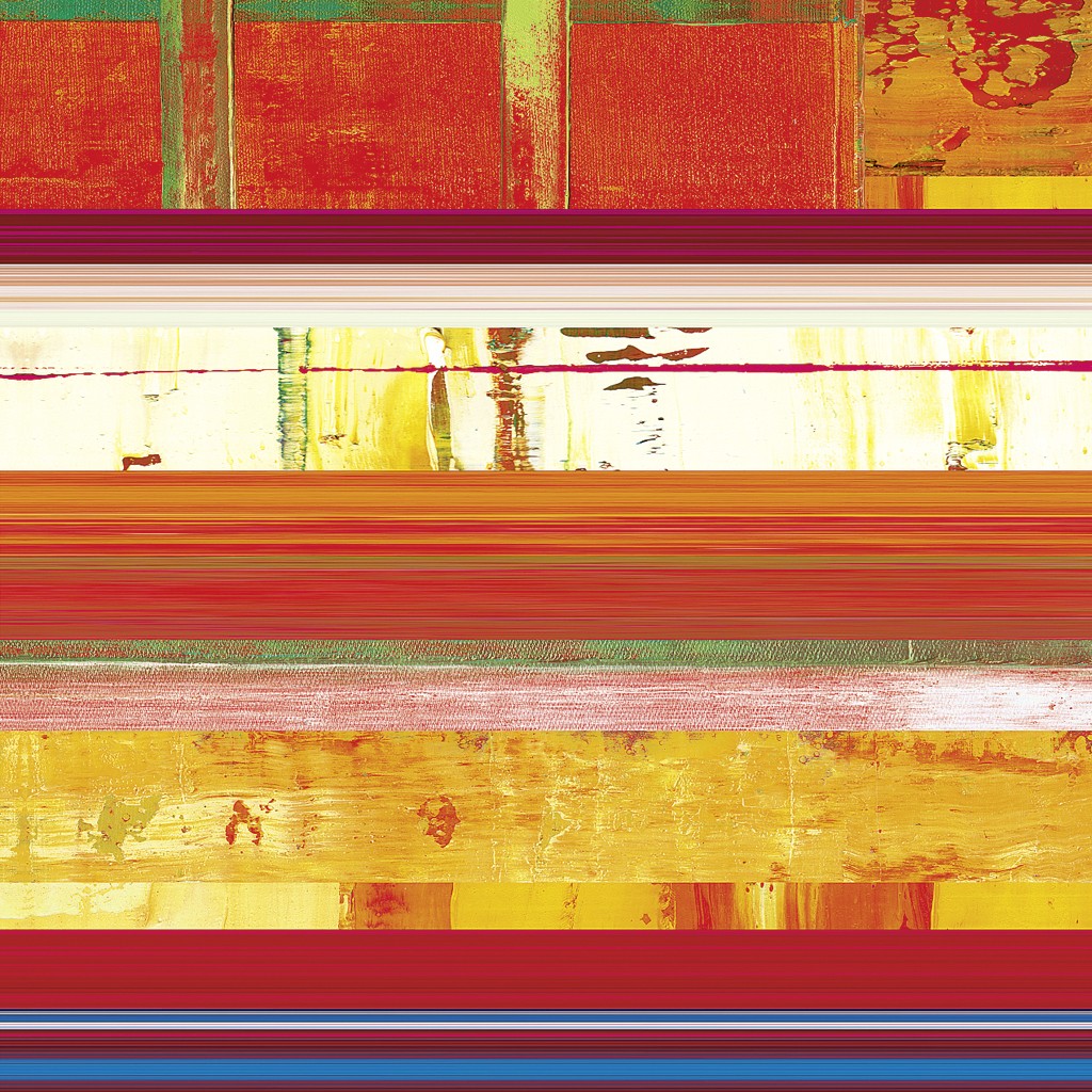 Winfried Becker, Evening Red (Abstrakt, zeitgenössische Malerei, Streifen, Horizontale, Farbfelder, Wohnzimmer, Büro, Arztpraxis, rot/bunt)