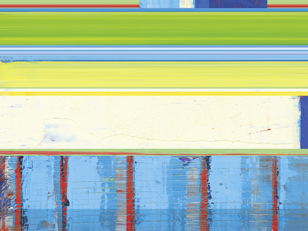 Winfried Becker, Blue Colonnade (Abstrakt, zeitgenössische Malerei, Streifen, Horizontale, Farbfelder, Wohnzimmer, Büro, Arztpraxis, blau/bunt)