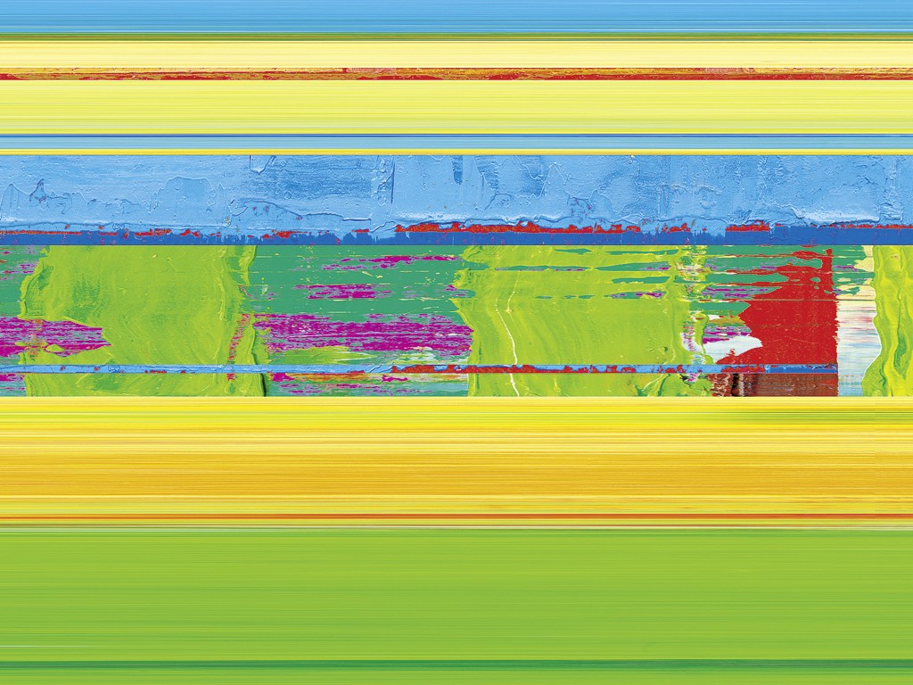 Winfried Becker, Wet Painted Green (Abstrakt, zeitgenössische Malerei, Streifen, Horizontale, Farbfelder, Wohnzimmer, Büro, Arztpraxis, grün/bunt)