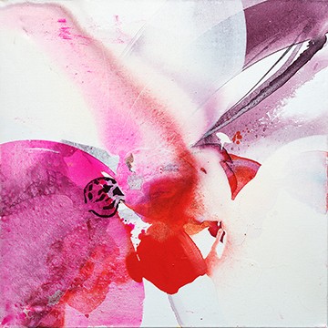 El Witt, Orchid Flower (Blüten, abstrakt, Aquarell, Malerei, zart, filigran, transparent, Wohnzimmer, Schlafzimmer, Wunschgröße, bunt)