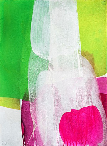 El Witt, Green Plant (Pflanze, abstrakt, Aquarell, Malerei, zart, filigran, transparent, Wohnzimmer, Schlafzimmer, Wunschgröße, modern, zeitgenössisch, bunt)