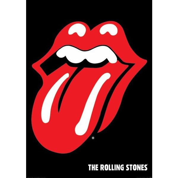 Rolling Stones, Logo, Zunge (Rolling Stones, Logo, Zeichen, Mund, Zunge, Musik, Rock, Grafik, Jugendzimmer, Wohnzimmer, schwarz/weiß)