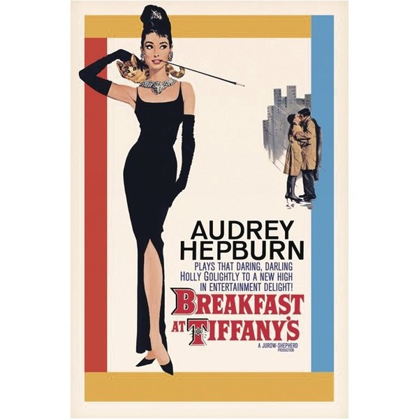 Audrey Hepburn, Breakfast at Tiffany's (Audrey Hepburn, Schauspielerin, Filmplakat, Diva, Eleganz, Portrait, Persönlichkeiten, Tiffany, Vintage, Grafik, Wohnzimmer, bunt)