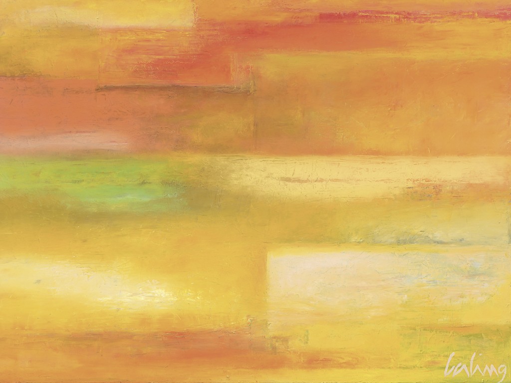 Vera Gerling, Terra Cadmium (Abstrakt, Abstrakte Malerei, Farbmuster, verschwommen, unscharf, Malerei, Wohnzimmer, Büro, Business,gelb/orange)