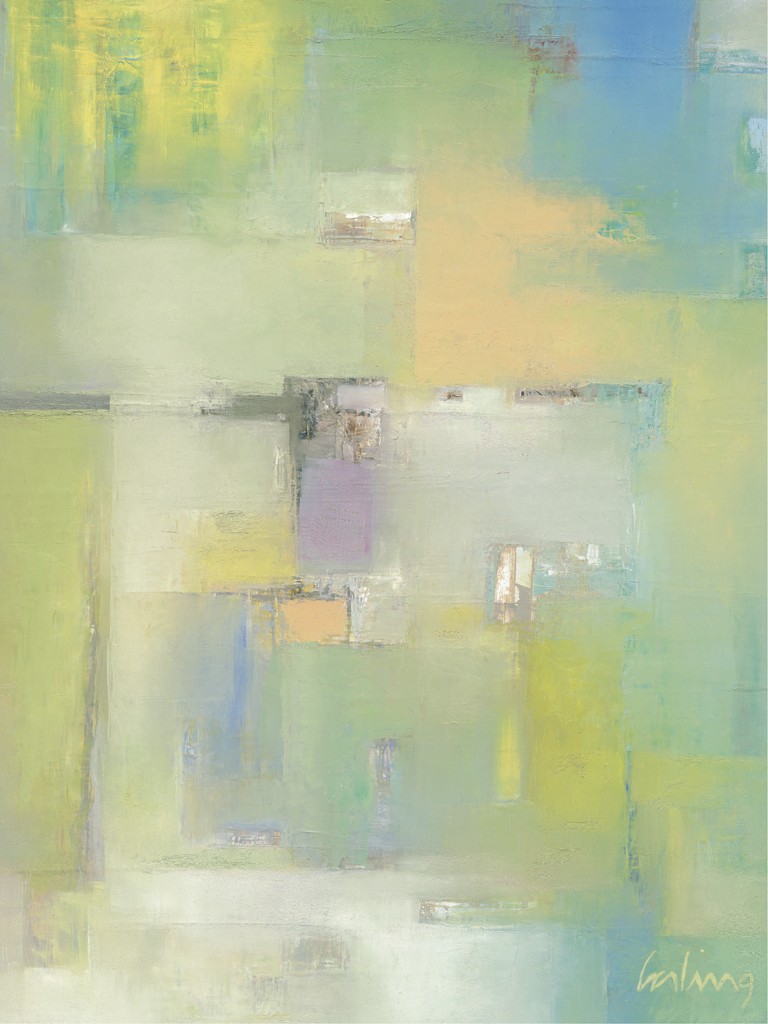 Vera Gerling, Going green (Abstrakt, Abstrakte Malerei, Farbmuster, verschwommen, unscharf, Malerei, Wohnzimmer, Büro, Business, bunt)
