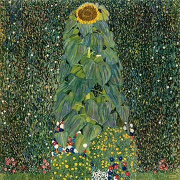 Gustav Klimt, Die Sonnenblume (Klassische Moderne, Jugendstil, Sonnenblume,  Blumen, Blüten, Blumengarten, bunt, Wohnzimmer, Treppenhaus, Malerei, Wunschgröße)