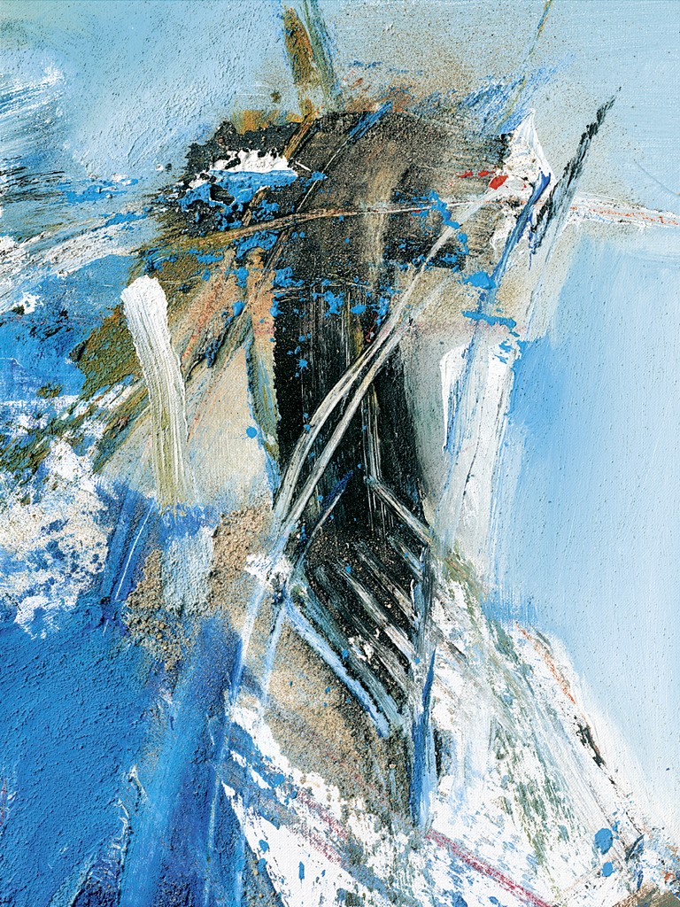 Mathias Graffé, Achterwasser 2 (Abstrakt, Abstrakte Malerei, Spachtel, Farbspuren, Schlieren, Wohnzimmer, Büro, Business, modern, bunt)