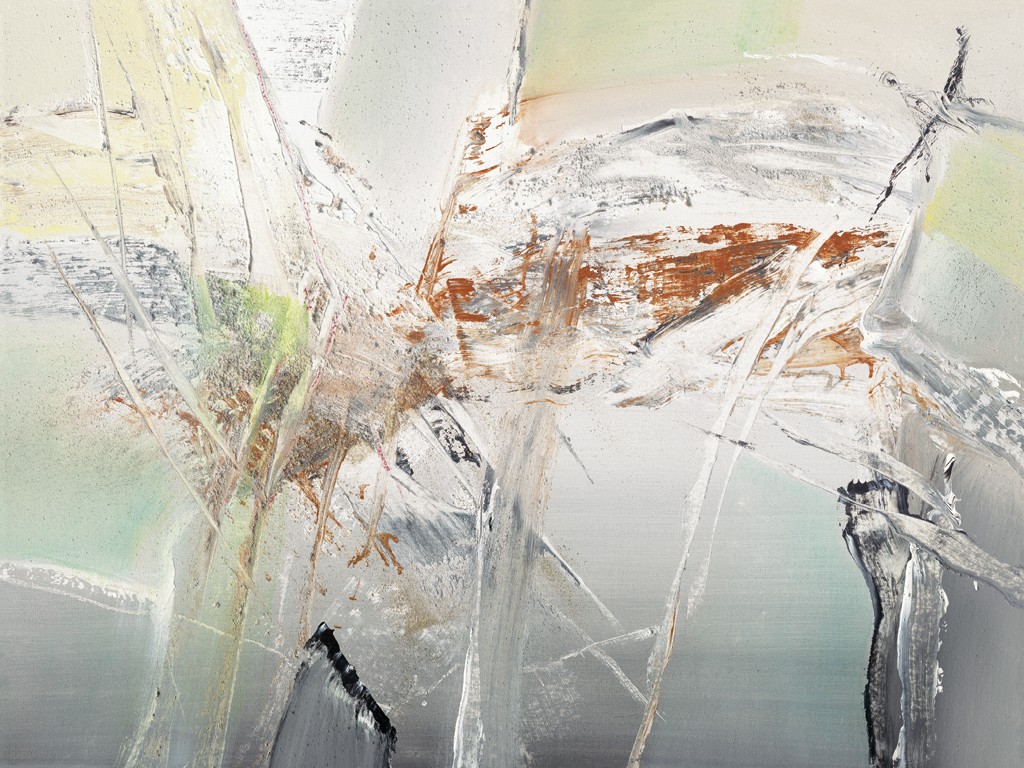 Mathias Graffé, Winterlicht (Abstrakt, Abstrakte Malerei, Spachtel, Farbspuren, Schlieren, Wohnzimmer, Büro, Business, modern, bunt)