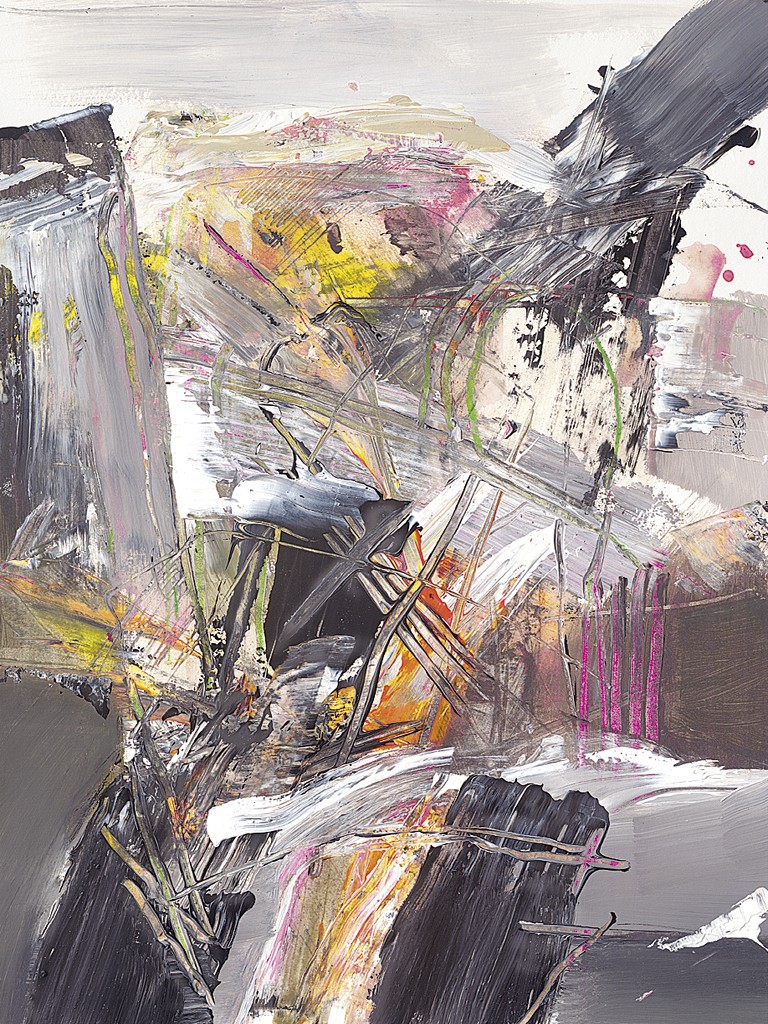Mathias Graffé, Landschaftsfragment 1 (Abstrakt, Abstrakte Malerei, Spachtel, Farbspuren, Schlieren, Wohnzimmer, Büro, Business, modern, bunt)