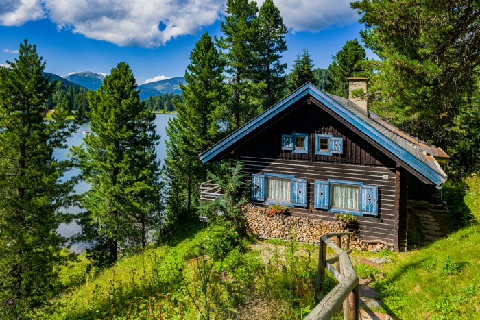 Konfiguration benutzen (Landschaft, Berge, Gebirge, Berghütte, Holzhütte, Idylle, Urlaub, Österreich, Wunschgröße, Fotografie, Wohnzimmer, Treppenhaus, bunt)