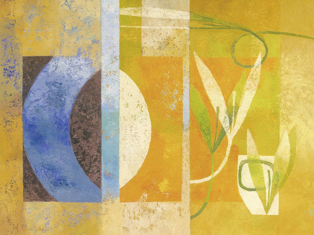 Astrid Heinecke, Juntos (Abstrakt, abstrakte Malerei, Moderne, florale Muster, geometrische Formen,  Farbfelder, Wohnzimmer, Büro,)