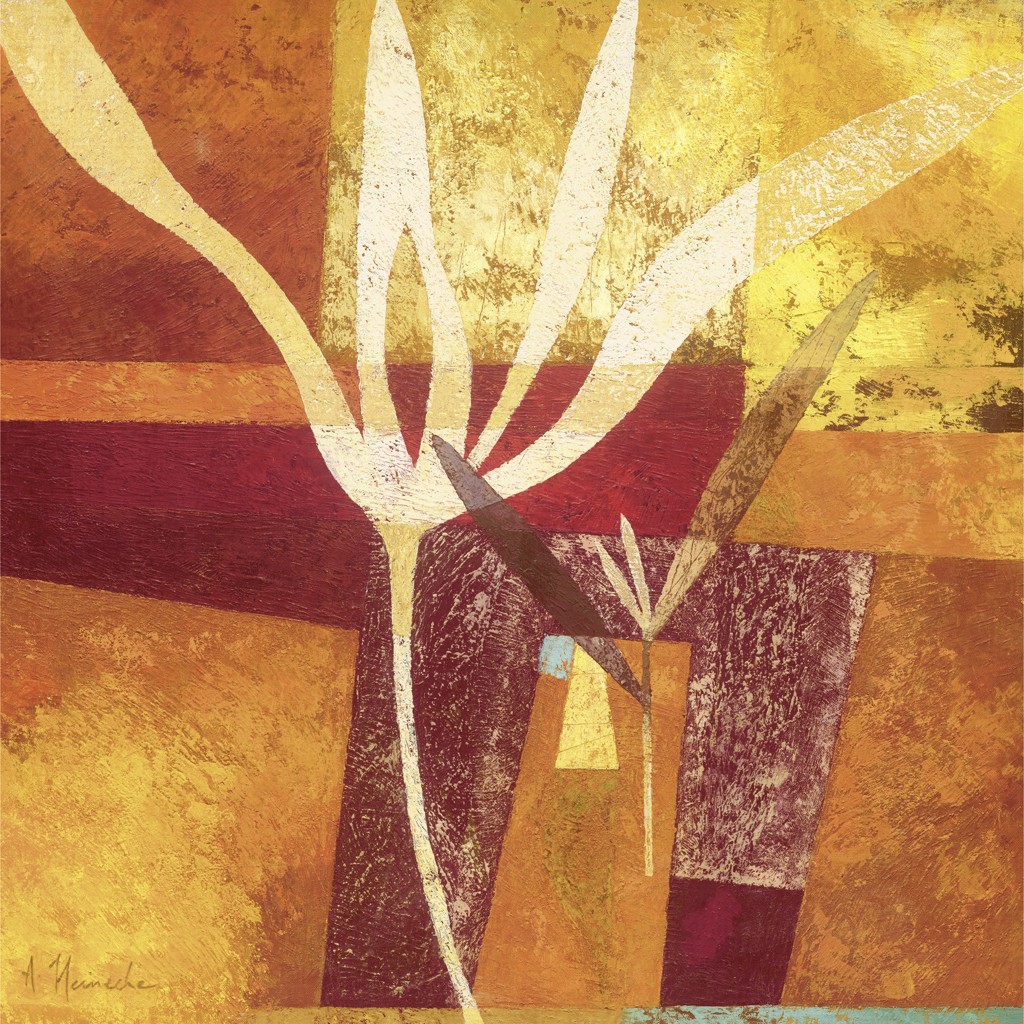 Astrid Heinecke, Rojo India (Abstrakt, abstrakte Malerei, Moderne, florale Muster, geometrische Formen,  Farbfelder, Wohnzimmer, Büro,)