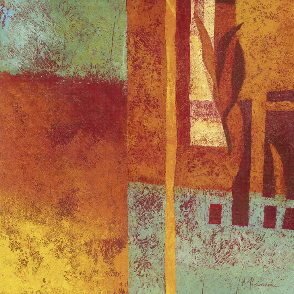 Astrid Heinecke, Cadmio Oscuro (Abstrakt, abstrakte Malerei, Moderne, florale Muster, geometrische Formen,  Farbfelder, Wohnzimmer, Büro,)