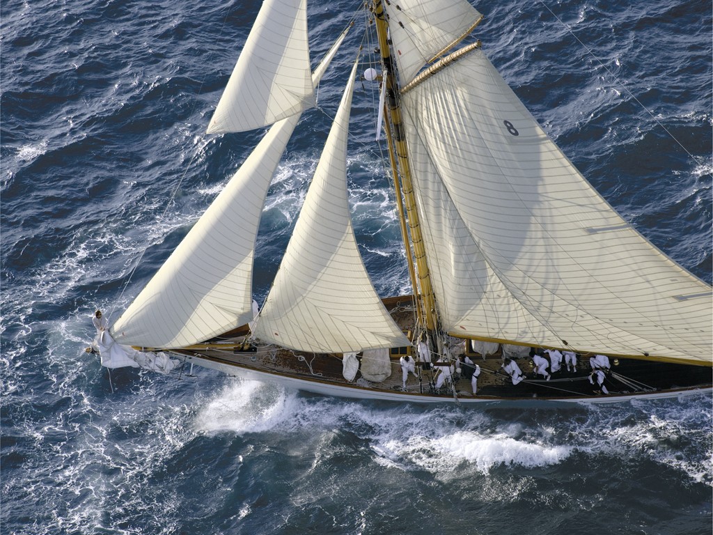 Heinrich Hecht, Regatta 01 (Segelboot, Meeresbrise, maritim, Meer, Vogelperspektive, Luftbild, Fotografie, Badezimmer, Treppenhaus, bunt)