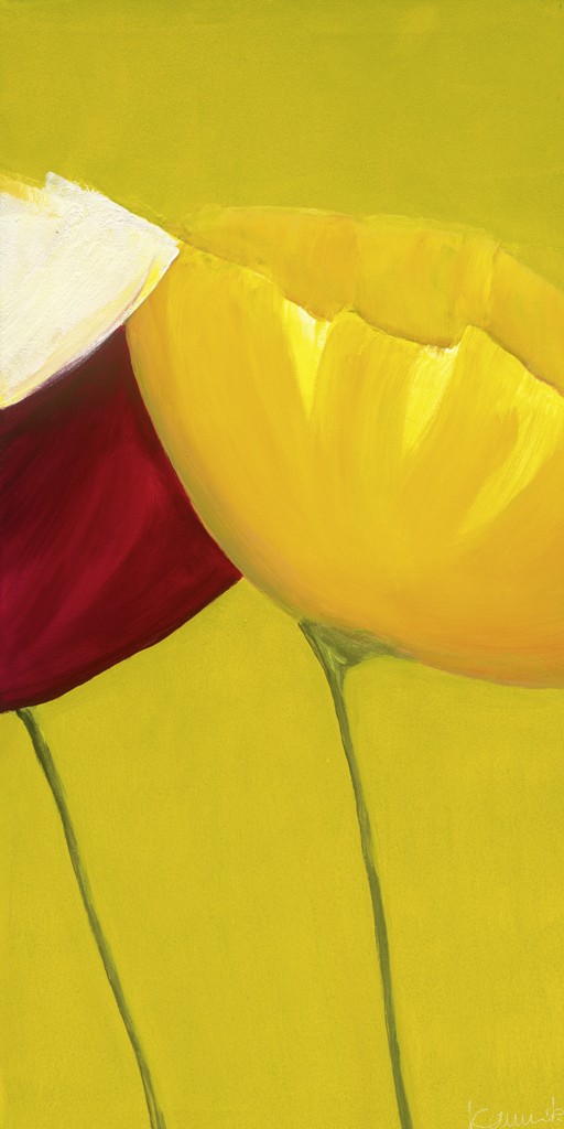 Sonja Kaminski, Long Hot Summer III  (Blumen, Blüten, Mohn, Floral, Wohnzimmer, Esszimmer, Malerei, rot, gelb)