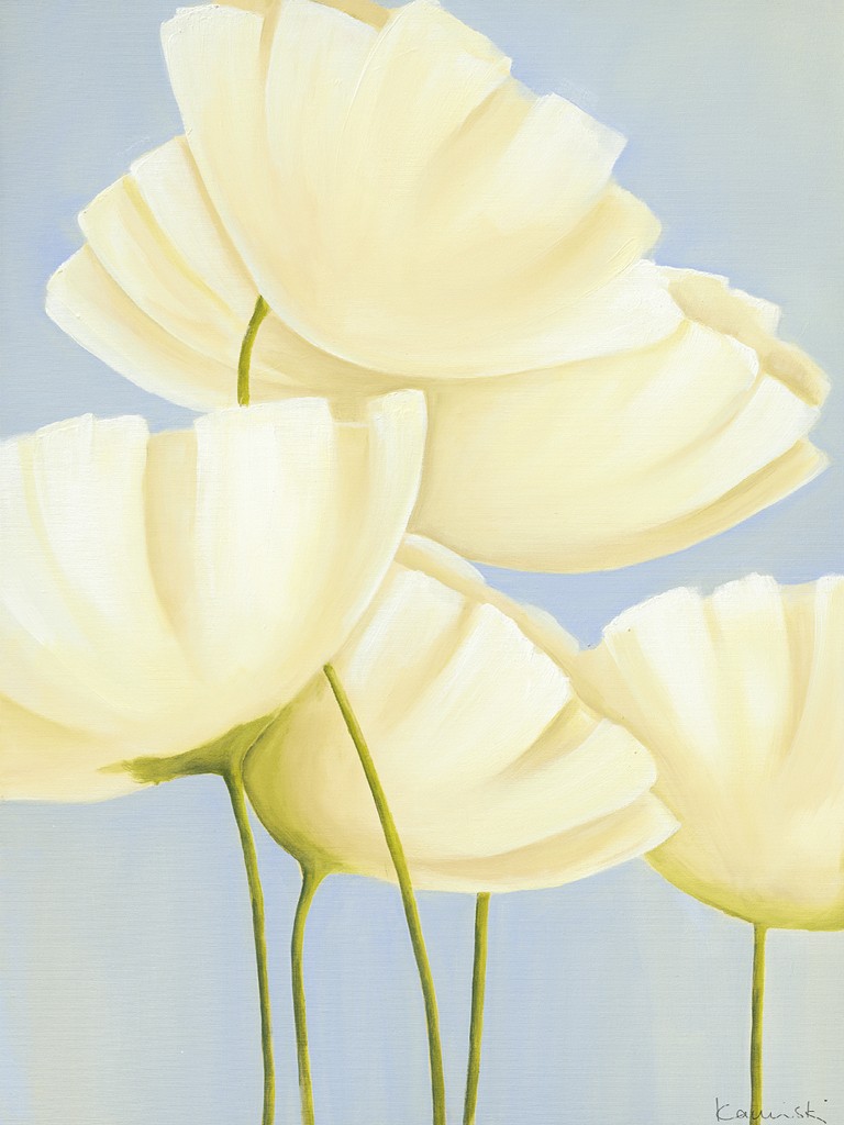 Sonja Kaminski, The Light Of Day (Blumen, Blüten, Mohn, Floral, Wohnzimmer, Esszimmer, Malerei,  weiß)